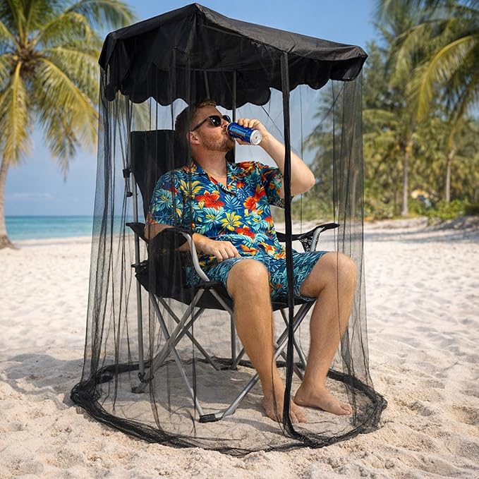 1 Pcs Canopy Chair Mosquito Net, Mosquito Mesh Chair Net with Waterproof Roof and Zipper Opening,Mosquito Net Chairs Cover for Outdoor Hiking Hunting Fishing Camping, Excluding Chairs