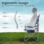Oversized Camping Chair Heavy Duty- Portable Folding Chair, Cup Holder & Waterproof Phone Case for Adults, Beach, Hiking, Backyard (Blue & Brown, 2 PCS-21)