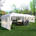 Tangkula 10x30 Ft Canopy Tent, Heavy Duty Party Tent with 5 Removable Sidewalls, Wind Ropes, Ground Stakes, Outdoor White Wedding Tents for Parties, Events, Backyard