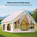 2025 Upgraded Waterproof Inflatable Camping Tent, Large Blow-Up Air Tent, No Assembly Needed Luxury Glamping House, Oxford Fabric