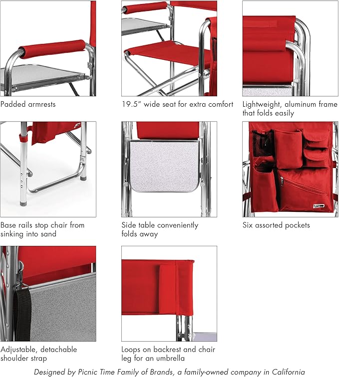 Picnic TIME NFL Unisex-Adult NFL Sports Chair with Side Table, Beach Chair, Camp Chair for Adults