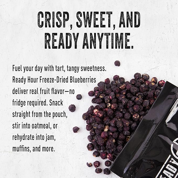 Ready Hour Freeze-Dried Blueberries Case Pack – 32 Servings (4 Pouches) – Shelf-Stable Fruit, Emergency Food Supply, Long-Term Food Storage, Shelf Stable Fruit