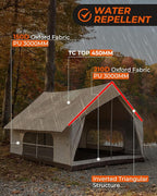 KingCamp Camping Tent with Floor 6-8 Person, Canvas Hot Tent with Stove Jack, Waterproof & Windproof Cabin Tent for Family Camping & Outdoor Parties
