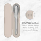 Bentgo Stainless Travel Utensil Set - Reusable 3-Piece Silverware Set with Carrying Case, High-Grade Premium Steel, BPA-Free Case, Eco-Friendly - Ideal for Travel, Camping, and Office Use (Sand)