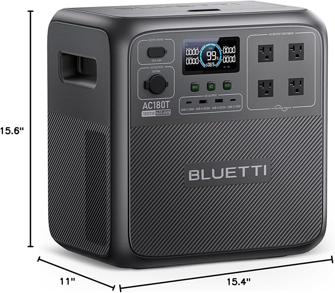 BLUETTI Pioneer MD (AC180T) Portable Power Station, 1432Wh Solar Generator w/ 4 1800W (3600W Surge) AC Outlets, 0-80% in 45 Min., LFP Battery Backup for Camping, Outdoor Adventures, Emergency