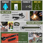 Survival Kit, 268 Pcs Emergency Survival Gear and Equipment Supplies with First Aid Kit, Camping Axe, Headlamp, Crossbody Bag for Camping Hiking, Hunting, Gift for Christmas Men, Dads,