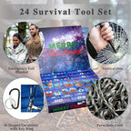Survival Kit for Teen Men Dad Husband, 24 in 1 Emergency Survival Gear and Equipment, Tactical Tools for Outdoor Camping Fishing Hunting Adventure, Cool Birthday Idea