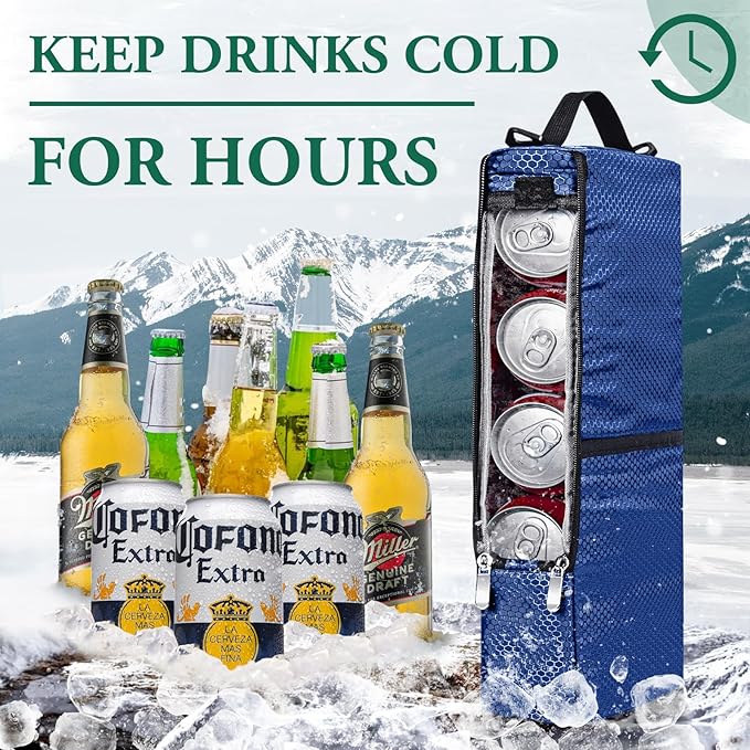 Golf Cooler Bag Golf Cooler Sleeve - Holds 6 Beer Cans or 2 Wine Bottles Cold Golf Accessories Gifts for Men Dad Husband, Insulated Beer Cooler for Golfing, Beach Days, Picnic