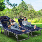 LILYPELLE Folding Outside Chaise Lounge Chair with Mattress, 5 Position Adjustable Patio Folding Lounge Chair Reclining Chairs Perfect for Sunbathing, Camping, Pool, Beach, Patio
