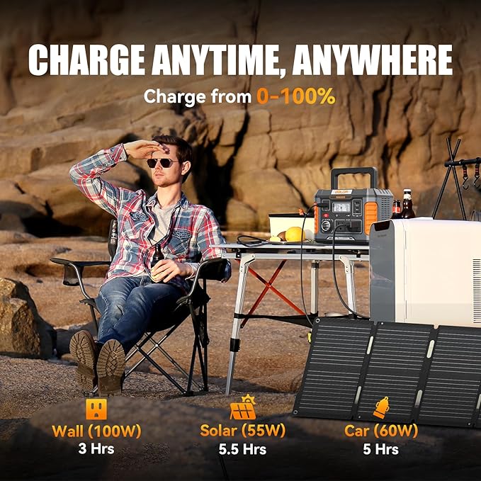 BALDR Portable Power Station, 330W(660W Peak) Solar Generator, 288Wh Solar Power Bank 120V Pure Sine Wave AC Outlet, 78000mAh Backup Lithium Battery for Home CPAP Camping Travel Outdoors Emergency