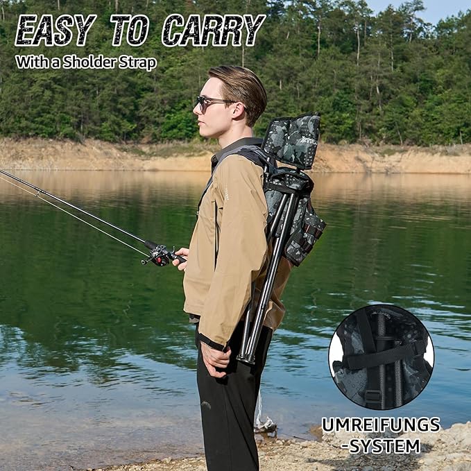 X Strike Portable Fishing Chairs Outdoor Folding Stool for Adults Portable Camping Chair for Ice Fishing,Hunting,Lawn,Patio,Garden,300LBS.