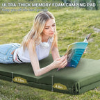Elegear CumbreX™ Self Inflating Sleeping Pad, 3.15" Ultra-Thick Memory Foam Camping Pad with Pillow Fast Inflating in 20s Insulated Camping Mattress Pad 4-Season Camp Sleeping Mat for Camp/Travel/Tent
