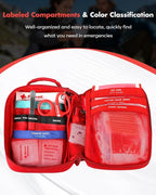 Senvok 121 Pcs First Aid Kit for Car, Home & Travel - Emergency Survival Kit with Zip Stitch Wound Closure and Molle Pack Pockets - Ideal for Camping, Hiking, Outdoor Adventures