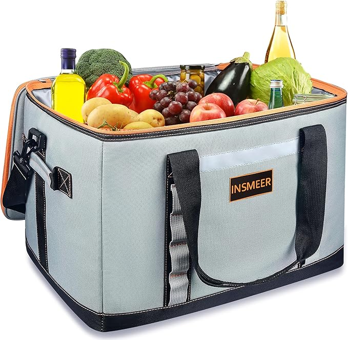INSMEER Insulated Cooler Bag 65Cans/32 Cans Large Cooler Bag Soft Sided Cooler with Shoulder Strap, Collapsible Leakproof Portable Coolers for Camping/Beach/Food Delivery/Shopping/Outdoor/Picnic