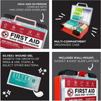 Be Smart Get Prepared OSHA/ANSI First Aid Kit - 50 Person, 250 Pieces - Designed for Home, Business, School, Industrial, and Restaurants - Compact & Portable