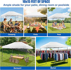 Yesker 10x15 Pop Up Canopy Tent - Instant Outdoor Canopy Easy Setup Gazebo, Waterproof & UV Protection, Large Adjustable Height Instant Sun Shelter Tents for Patio Backyard Market Party Events, White