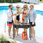Karl home 2 Burner Propane Gas Stove, 15,0000 BTU Camping Cooker with Removable Legs & Adjustable PSI Regulator for Baking Frying Backyard Cooking BBQ Outdoor