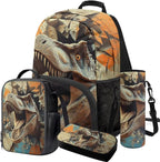 Dinosaur Backpack with Lunchbox Cool Kids Backpack Lightweight Trendy Bookbag for Boys 8-12 with Lunch Box 4 Piece School Bag for Boys 7-8 Outdoor Daypack Travel Back to School Gifts