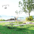 Outsunny 2-Pack 6 Ft. Plastic Folding Benches, Portable Foldable Bench Seats with Carrying Handle, Non-Slip Mat, HDPE Tabletop, Picnic Benches for Camping Dining Picnic BBQ Sports, White