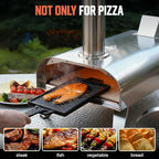BIG HORN OUTDOORS 12" Dual Fuel Pizza Oven – Electric & Wood Pellet, Indoor & Outdoor High-Temp Pizza Maker (1000°F) with Pizza Stone for Wood-Fired Flavor
