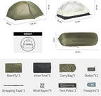Naturehike Mongar Pro 1/2/3 Person Backpacking Tent,Waterproof Nylon Easy Setup Lightweight Camping Tent