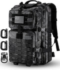 MOLLE Assault Pack, Tactical Backpack Military Army Camping Rucksack, 3-Day Pack Trip w/USA Flag Patch, D-Rings, Black Camo
