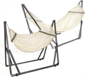 2 in 1 Hammock and Swinging Chair with Collapsible Steel Stand 450 lbs Capacity- Carrying Case, Portable & Adjustable, Perfect for Camping Beach Summer Patio, EZ Daze Foldable Hammock with Stand-IVORY