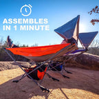 Portable Hammock with Stand, World's Best Mock ONE® Hammock, Compact Folding Framed Hammock with Adjustable Sunshade Canopy for Park, Backyard, Garden, Camping, Hiking, Mountaineering, Beaches- Orange