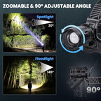 YNYS Rechargeable Headlamp with 4 Colors (White/Yellow/Blue/UV),990000Lumens Super Bright Headlights with 90° Adjustable, Zoomable, Waterproof Led Head lamp for Fishing Hunting Camping