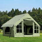 2025 Upgraded Waterproof Inflatable Camping Tent, Large Blow-Up Air Tent, No Assembly Needed Luxury Glamping House, Oxford Fabric