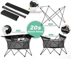 Lightweight Camping Table - Portable Folding Beach Side Table w/2 Cup Holders & Large Storage Basket, Compact Fold for Tailgate Travel Outdoor Fishing Picnic | 29.2" W x 21.7" D (Black)