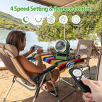 20000mAh Rechargeable Camping Fan - Battery Operated Fan with Light & Remote, Auto Oscillating, 4 Timer, 60 Hrs Work Cordless Tent Fan for Travel Outdoor RV Garage Power Outage Emergency
