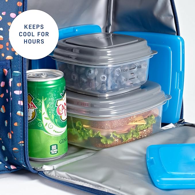 Cool Coolers By Fit & Fresh 8 Pack Slim Ice Packs, Quick Freeze Space Saving Reusable Ice Packs for Lunch Boxes or Coolers, Clear Blue Kids Ice, 8 Pack