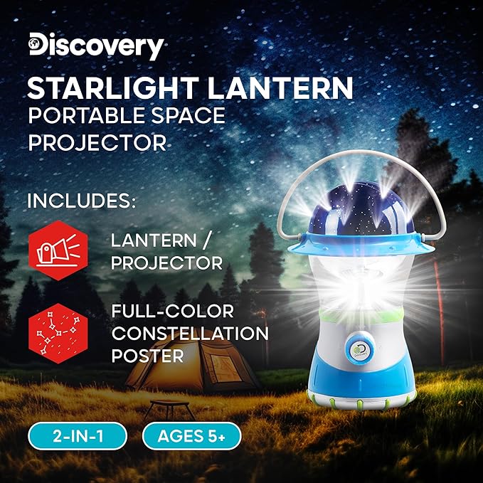 Discovery™ LED Starlight Lantern [Amazon Exclusive] 2-in-1 Hanging Lantern & Star Constellation Projector with Guide, Easy to Use for Children, Battery Operated, Educational Camping Toy