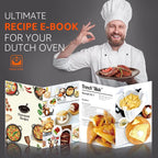 Overmont Camp Dutch Oven Pre Seasoned Cast Iron Lid Also a Skillet Casserole Pot with Lid Lifter for Camping Cooking BBQ Baking 6QT(Pot+Lid)