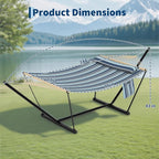 Double Hammock with Stand - Heavy Duty Portable 2 Person Design with Adjustable Steel Stand, Max 450LBS, Ideal for Outdoor Patio, Garden, Beach & Backyard