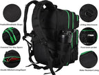 LHI Military Tactical Backpack for Men and Women 45L Army 3 Days Assault Pack Bag Large Rucksack with Molle System - Black with green zipper