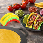 Bekith 12-Inch Cast Iron Pan with Taco Holders, Cast Iron Griddle with Dual Handle, Baking Pan for Pizza, Tortillas, Crepe, Dosa, Use in the Oven, on the Stove, on the Grill, or Over a Campfire