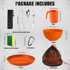 Scout Camping Mess Kit for Person Boy Scout Dishes Set Girl Scout Mess Kit with Mesh Bag Reusable Light Weight Eating Utensils Plastic Camping Cutlery Set for Travel Camp