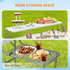 VINGLI Ice Table with Extra Storage Shelf,Side Table, Portasble Cooler Side Table with Removable Skirt, Patio Table, Indoor & Outdoor Bar for Events, Parties and Camping