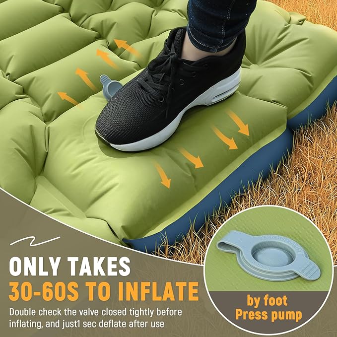 Camping Sleeping Pad, Ultralight Camping Mat with Built-in Foot Pump, Comfortable Sleeping Mat for Backpacking, Car Traveling,Tent,and Hiking