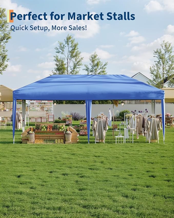 10'x20' Pop Up Canopy Tent with 6 Sidewalls, Waterproof and UV Resistant Outdoor Gazebo, Easy Up Sun Shade Shelter for Parties, Events, Backyard, Camping