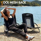 Portal Beach Chairs for Adults Camping Low Lightweight Portable Chair with Cup Holder Mesh Back Carry Bag for Outdoor Sand Lawn Travel Picnic Festival Concert