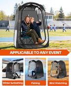 Sportneer XL Pop Up Sports Tent, 46" L x 46" W x 63.5" H Clear TPU Outdoor Shelter for 1 Adult & 1 Child, All-Weather Warm Bubble Pod with Instant Setup, Wind & Rain Protection for Spectators
