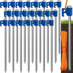 Tradesparker Tent Stakes 22-Pack 8Inch Heavy Duty Garden Stakes Canopy Anchors - Includes Ropes for Camping Tents, Pop Up Canopies and Outdoor Events, Blue