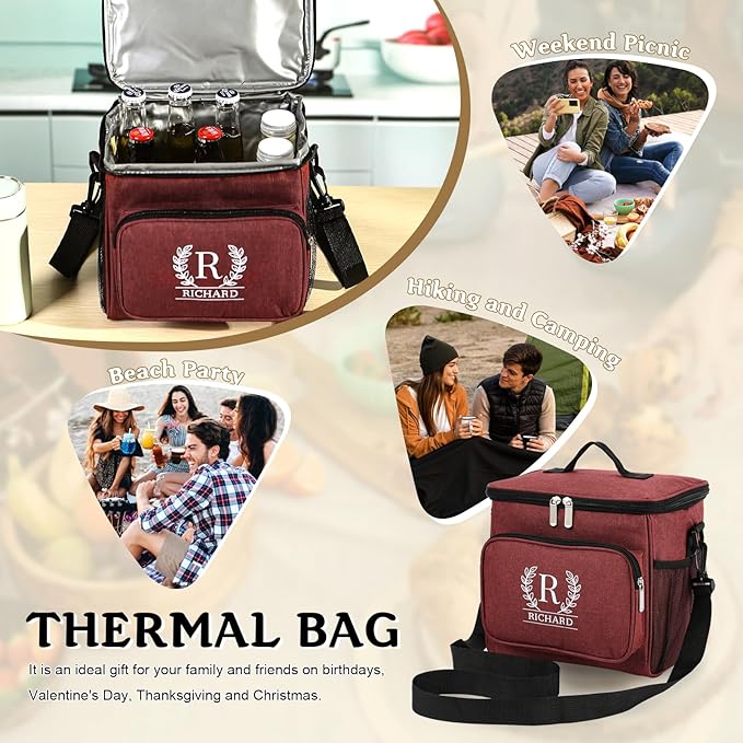 Personalized Insulated Cooler Bag, Custom Name Portable Insulated Camping Bag Suitable for Picnic Beach Hiking Travel