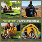 Camping Sleeping Pad, Ultralight Camping Mat with Pillow, Built-in Foot Pump Inflatable Sleeping Pads Compact for Camping Backpacking Hiking Traveling Tent,Single,Green