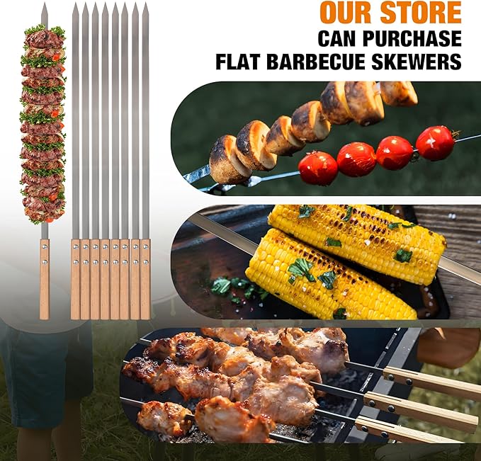Lineslife Portable Charcoal Grill, Foldable Heavy Duty Metal Mangal BBQ Kabob Grill for Outdoor Backyard Camping Picnic Travel Cooking Hiking