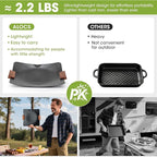 Alocs Korean BBQ Grill Pan with Bag, 12.6'' Cast Aluminum Nonstick Coating, Lightwight 2.2 Pounds, Rectangular Grill Pan for Stove Top, Portable Outdoor Camping BBQ