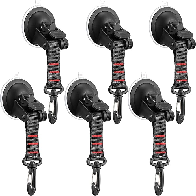 Maitys Heavy Duty Suction Cups with Hooks Tie Down Strong Suction Cup Anchor Car Camping Accessories Vacuum Outdoor Hanging Hooks for Car Boat Awning Camping Tent Trap